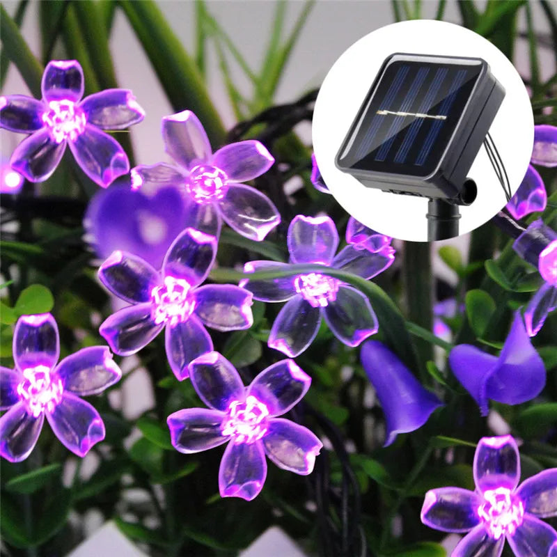 LED Solar Cherry Blossom Light String Outdoor Courtyard Decoration Festival Cherry Blossom Waterproof Atmosphere Light String