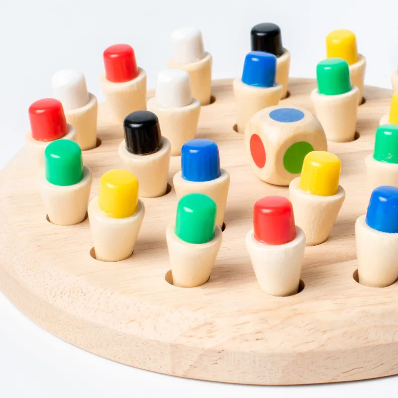Wooden Memory Match Chess Board Montessori Educational Game for Kids