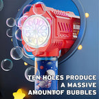 Children bubble machine glowing toy fully automatic bubble gun produces a large amount bubbles without battery and bubble water