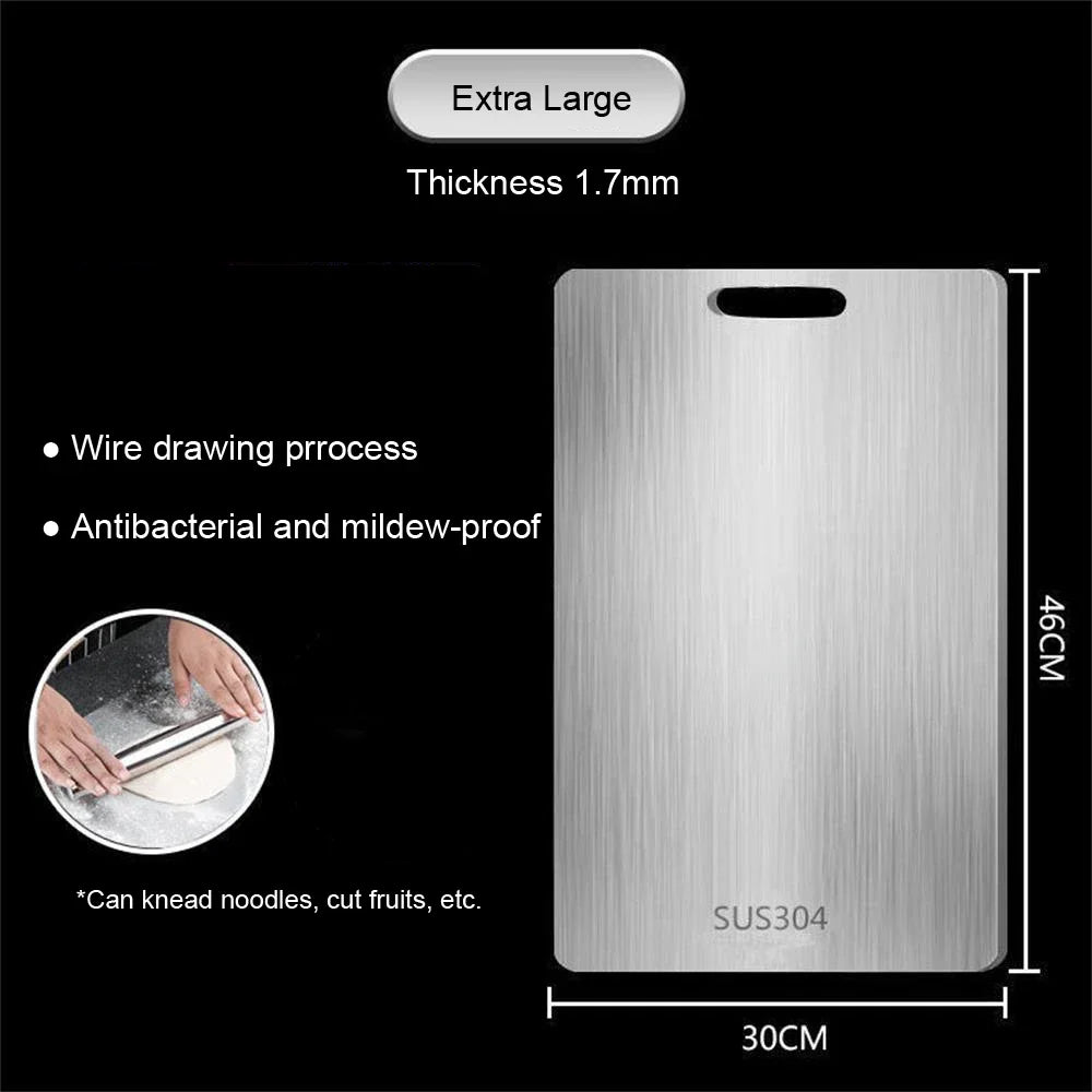 316 Stainless Steel Cutting Board – Double Sided Chopping & Kneading Board