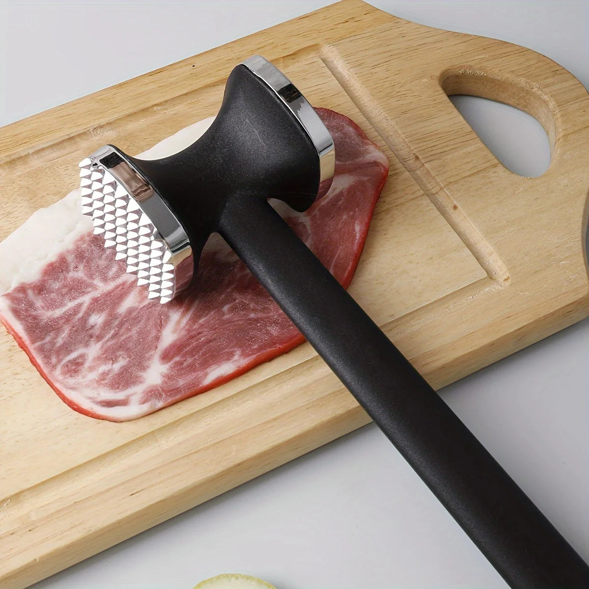 Heavy Duty Stainless Steel Meat Tenderizer Hammer – Rubber Grip Steak Mallet Tool