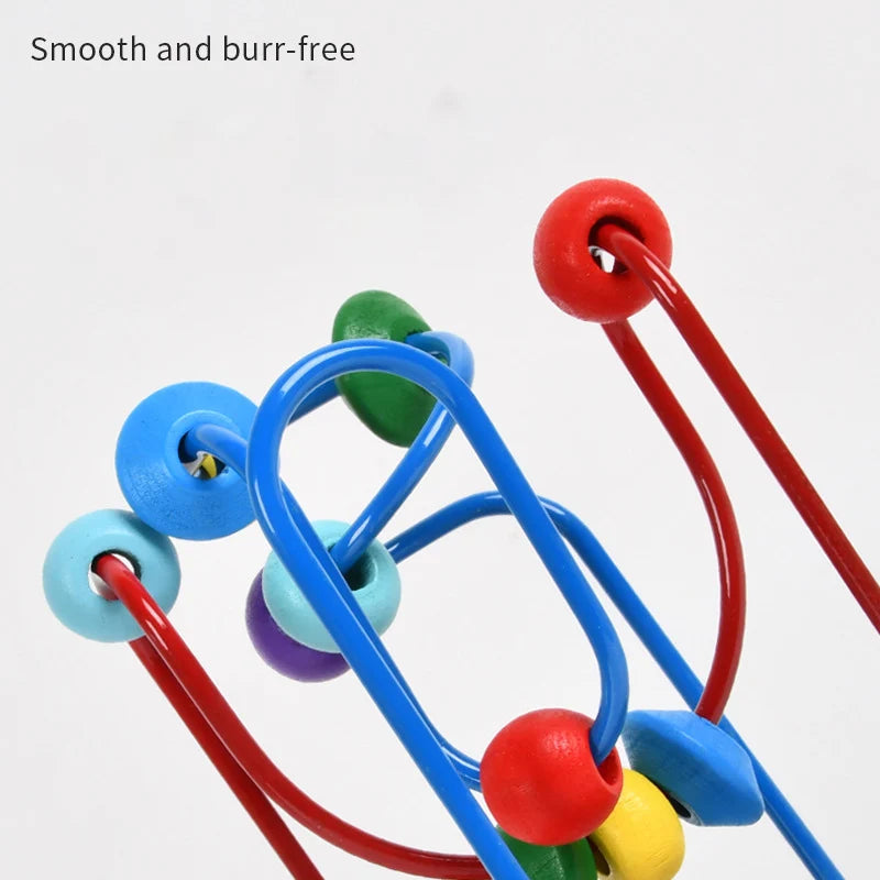 Colorful Wooden Bead Maze Roller Coaster Educational Toy for Toddlers