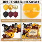School of Magic Balloon Wreath Arch Kit 146PCS Balloon Snitch Wizard Hat Halloween Magic Themed Birthday Supplies Decorated