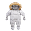2024 New Winter Baby Rompers Thick Warm Infant Hooded Inside Fleece Jumpsuit Newborn Boy Girl Overalls Toddler Clothing Set