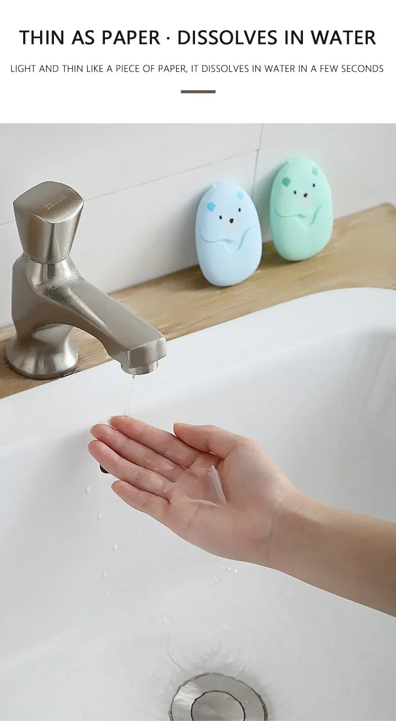 50/150Pcs Travel Soap Sheets Portable Soap Paper Bath Hand Outdoor Travel Cleaning Soap Sheet Fragrance Foam Suitable Camping