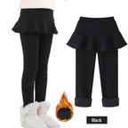 SheeCute Toddler Girls warm fleece Leggings with Skirt Kids Cotton velvet Thick Skirt Pants WCH1024
