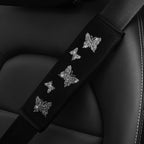 1 Glitter Pink Butterfly Blingling Fabric Automotive Supplies Seat Belt Shoulder Cover Comfortable Anti-tightening Safety Belt