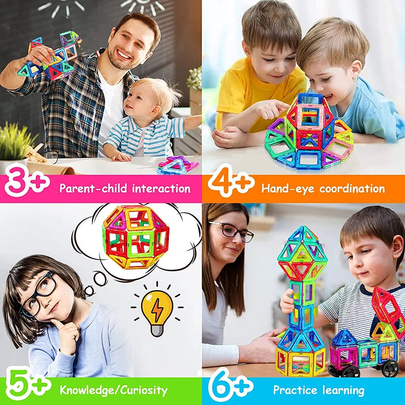 64-184PCS Kids Magnetic Building Blocks – STEM Construction Toy Set