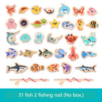 Wooden Magnetic Fishing Toy Montessori Marine Cognition Hand Eye Coordination Kids Early Educational Parent Child Birthday Gifts