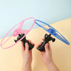 Luminous Pull Line Flying Saucer Toy - LED Light-Up Disk Helicopter Launcher for Outdoor Fun - Rotating Flying Toy for Kids Gift