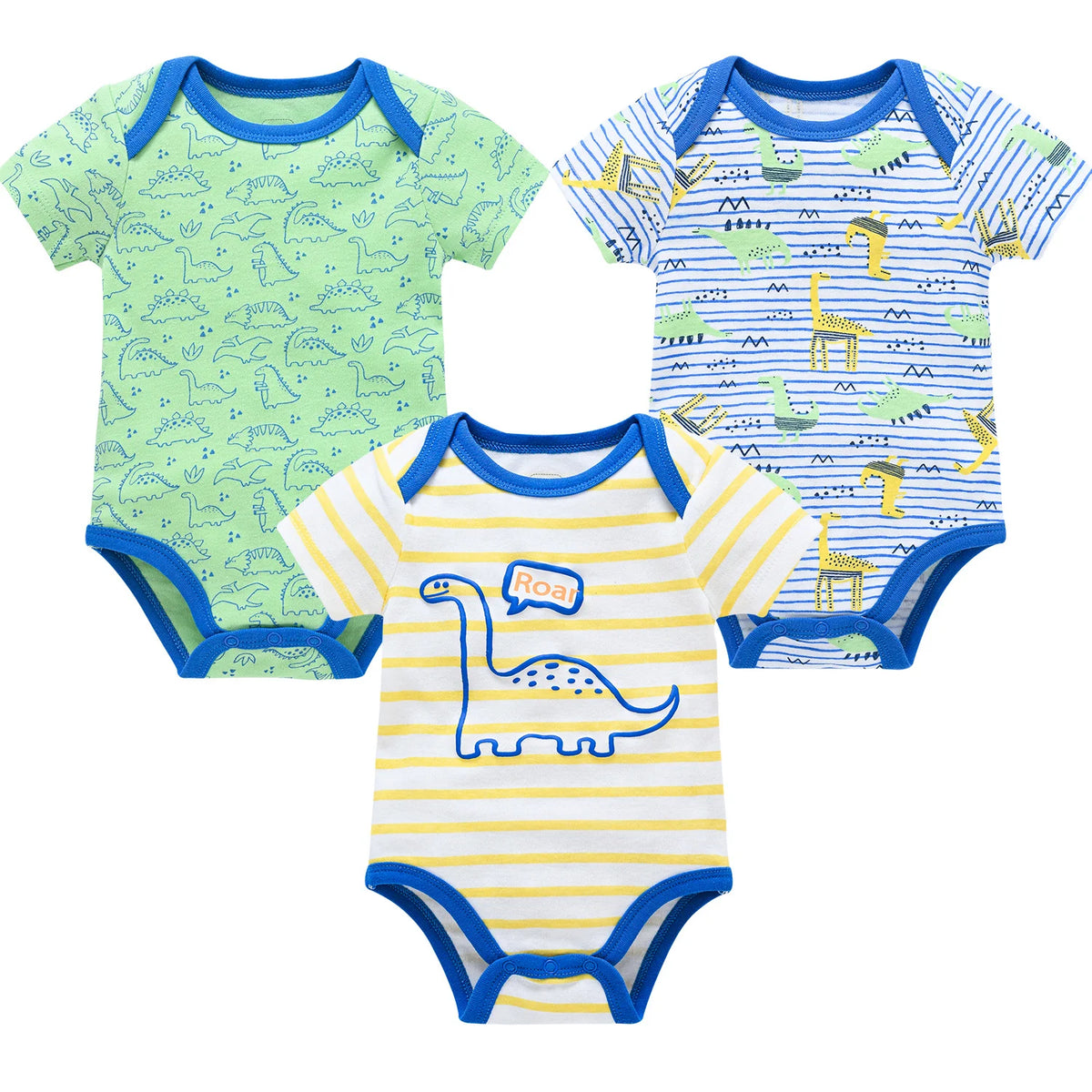 New Baby Boy Clothes Summer 100%Cotton Blue Grey Tie Print Three Piece Short Sleeve Bodysuit Pants vetements bebe For 0-12M