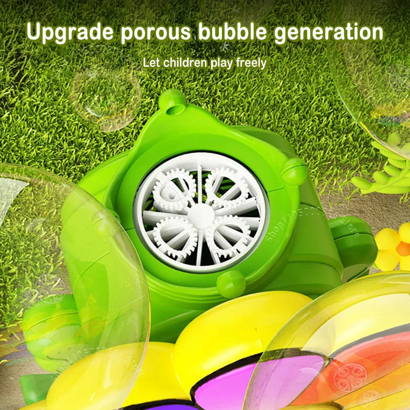 Smile Daisy Pinwheel Bubble Wand Automatic Blower LED Light-Up Kids Outdoor Party Toy for Boys Girls Birthday Gift