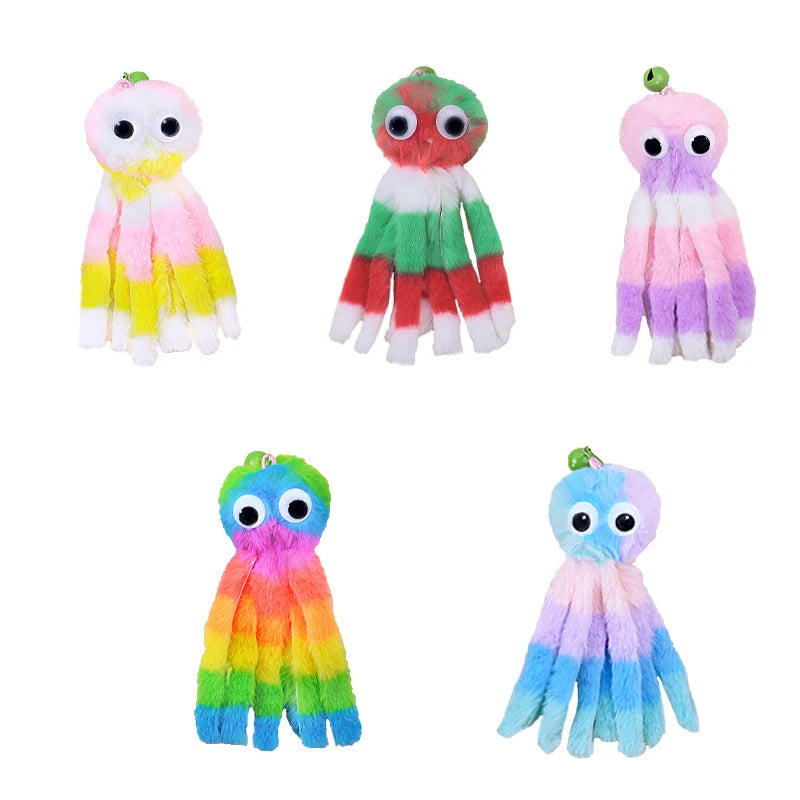 Fashion Hanging Sound Octopus Cat Toys to Relieve Boredom and Self-Exciting Plush Octopus Elastic Rope Teasing Cat Stick Pet Toy