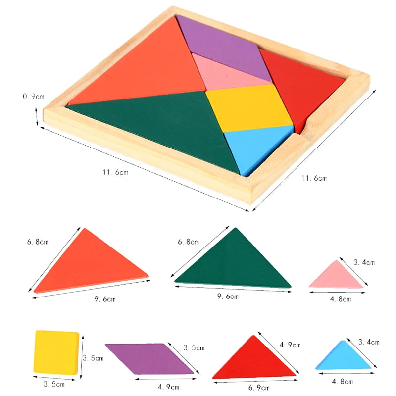 Wooden Tangram Russian Blocks Puzzle for STEM Learning and Creative Play