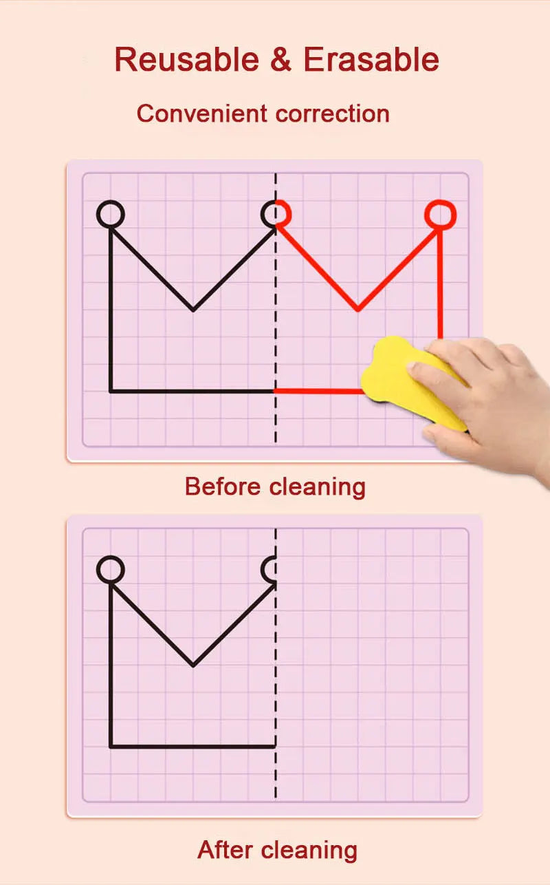 Kids Grid Symmetry Drawing Book – Fine Motor & Writing Training Toy