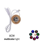 1/4pcs LED Wooden Round Lighted Base Adjustable Colors Changing Display Stand for Home Illuminate 3D Crystal Glass Resin Art
