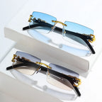 Fashion Rimless Rectangle UV400 Sunglasses for Women & Men