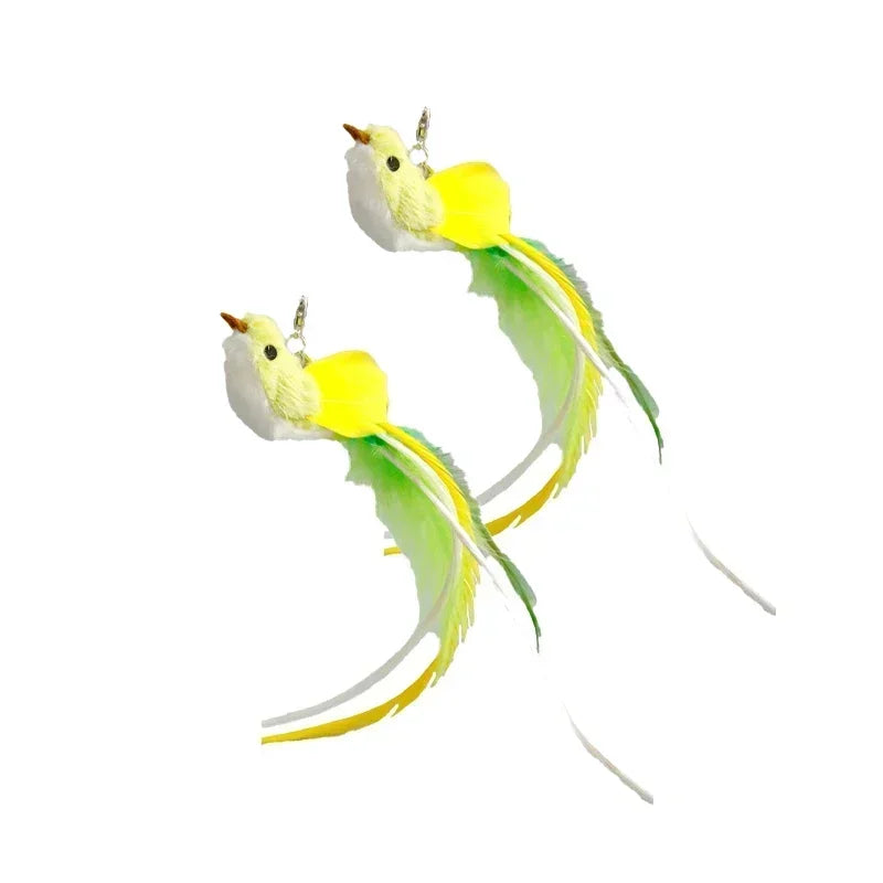 Peacock Bird Cat Teaser Wand for Interactive Hunting and Play