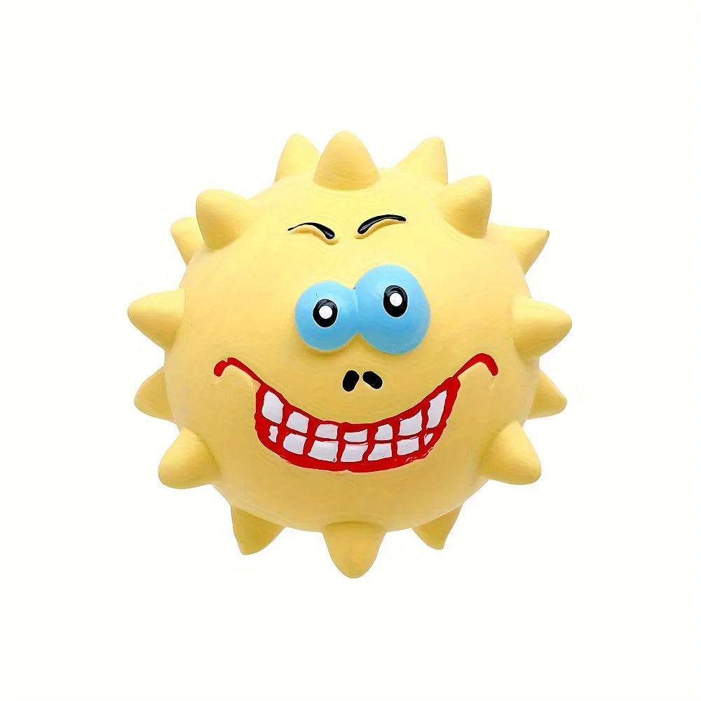 Ball Shaped Latex Puppy Dog Toy - Interactive Chew Toy for Small & Medium Dogs, Playtime & Mental Stimulation, Spiky Dog Ball