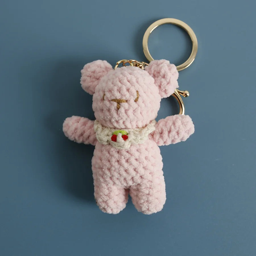 Cute Bear Couple Crochet Keychain Matching Animal Charm