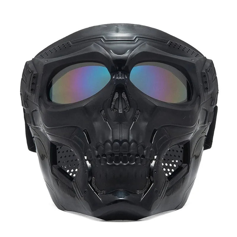 Windproof Full Face Skull Mask – Colored Goggles , Skeleton Design, Perfect for Halloween , Day of the Dead , Cosplay