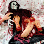 Horror Halloween Decoration Lifelike Bloody Severed Limbs Set Terrifying Fake Body Parts for Haunted House Prank Party