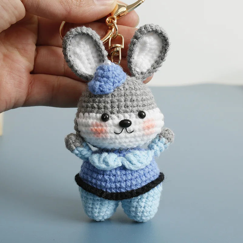 Cute Mushroom Rabbit Crochet Keychain Bunny Bag Charm