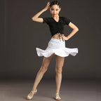 Children Professional Ballroom Latin Dance Dress For Girls Ballroom Dancing Dresses For Kids Leopard Print Top Skirt Samba Tango