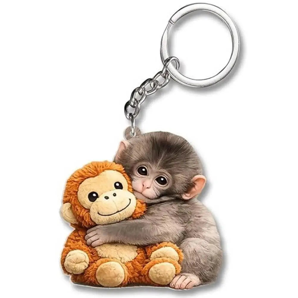 Funny Monkey Crochet Keychain Cute Backpack Charm