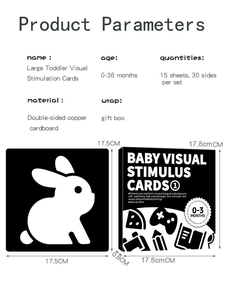 Baby Visual Stimulation Montessori High Contrast Flash Cards