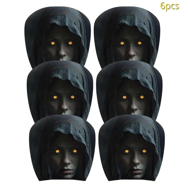 2/4pcs Halloween Scary Reaper Lady Print Car Headrest Covers Horror Style Vehicle Seat Head Cover Halloween Party Car Decoration