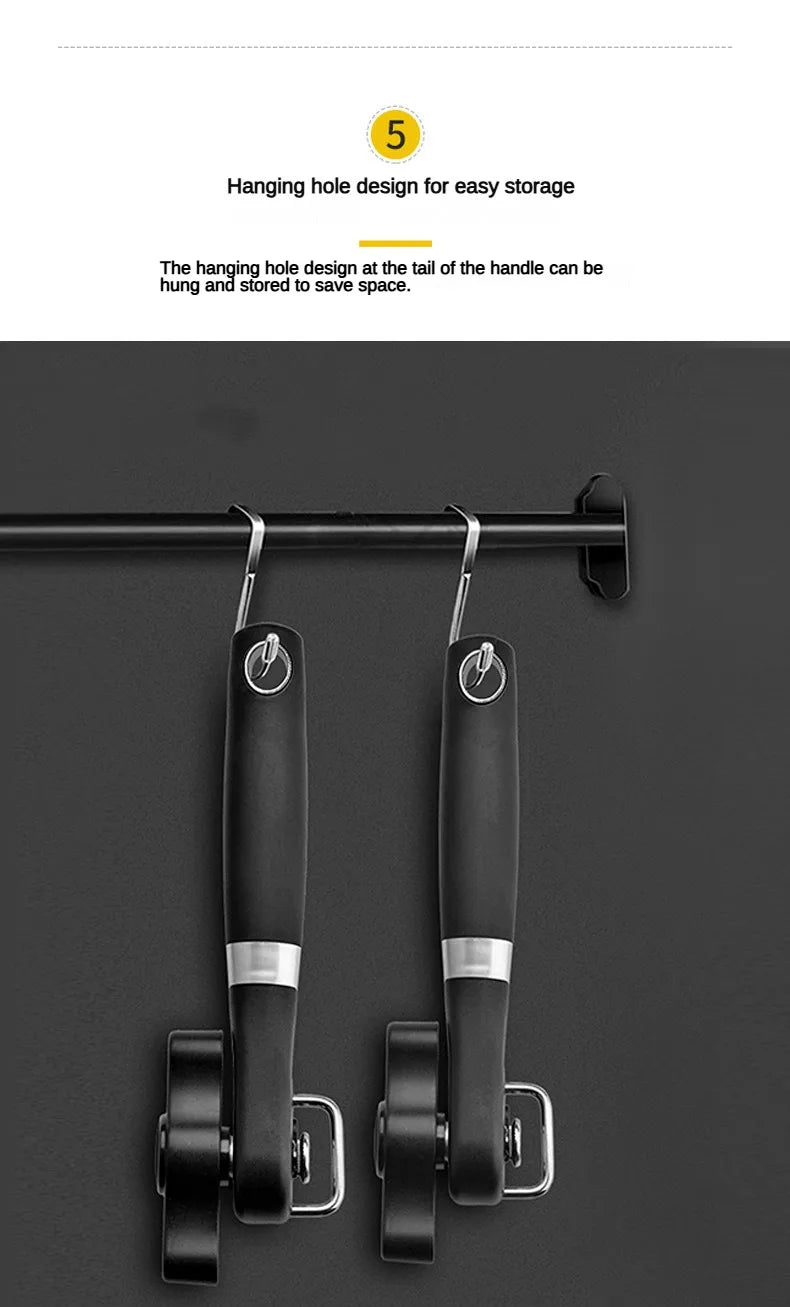 Stainless Steel Manual Can Opener with Side Cut & Bottle Opener Tool