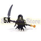 5PCS MOC Halloween Skeleton Army Mini Doll Ghost Building Block DIY Assembly Character Doll Horse Ornaments Figure Gift for Kids