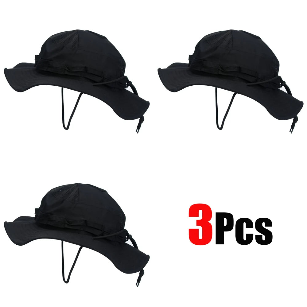 1pc/3pcs Camo Boonie Hat Sunscreen Breathable Bucket Hat Men's Outdoor Hiking Hunting Fishing Windproof Fisherman's Hat