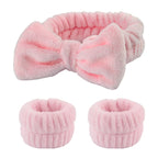 Coral Fleece Face Wash Headband & Absorbent Wristband Set