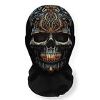 Halloween Skeleton Mask Elastic Mesh Hood Scary Party Cosplay Prop Breathable Face Cover Hood