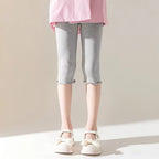 Summer Ultra-Thin Stretch Tights for Girls Aged 1-3, 3-5, and 5-7, Children's Style Slim 7/8 Length Leggings
