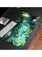 Large Koi Fish Gaming Mouse Pad Non-Slip Rubber Desk Mat Stitched Edge Office Work Esports Gift for Gamers Desk Accessories