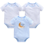 New Baby Boy Clothes Summer 100%Cotton Blue Grey Tie Print Three Piece Short Sleeve Bodysuit Pants vetements bebe For 0-12M