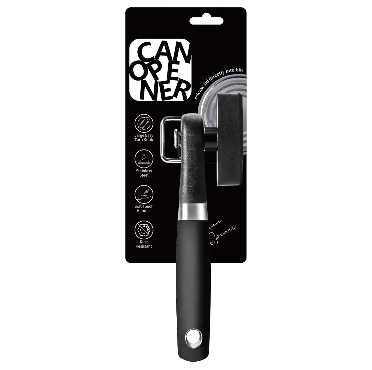 Stainless Steel Manual Can Opener with Side Cut & Bottle Opener Tool