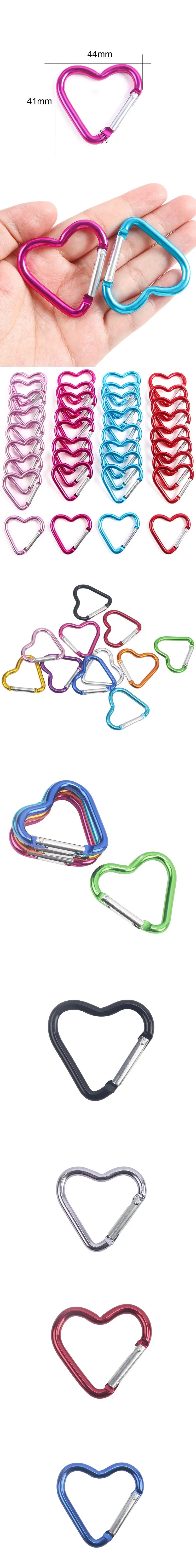 10PCS Heart Shaped Aluminum Carabiner Keychain Clips for Everyday Use