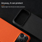 for Magsafe Case for iPhone 17 15 16 18 Pro Max Air Lychee Natural Cowhide Leather Magnetic Protector Luxury Phone Back Cover