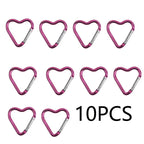 10PCS Heart Shaped Aluminum Carabiner Keychain Clips for Everyday Use