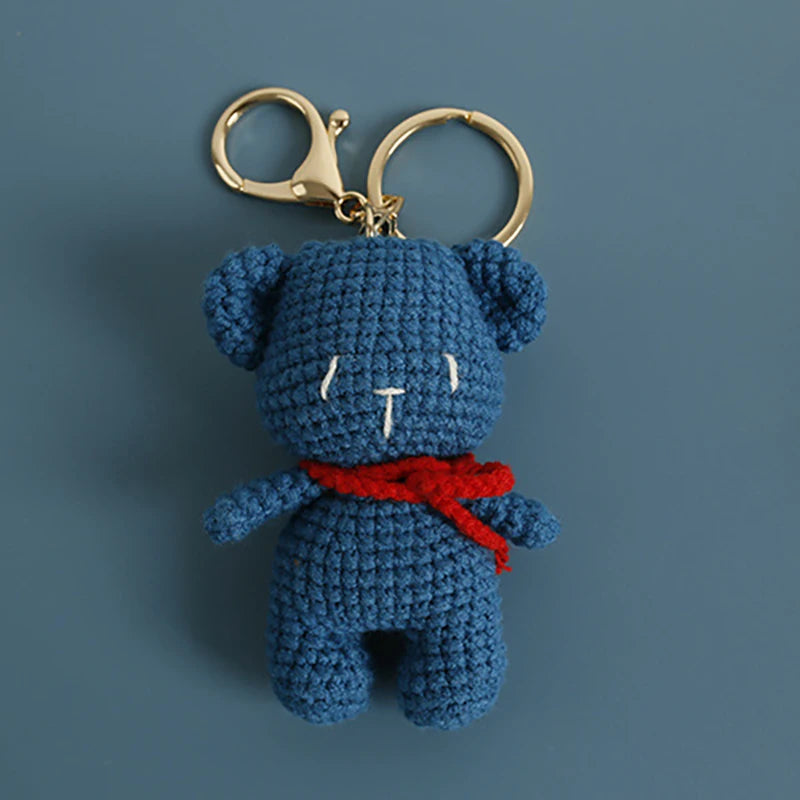 Cute Bear Couple Crochet Keychain Matching Animal Charm