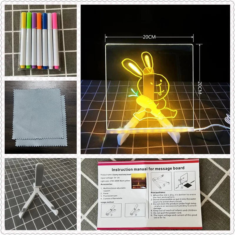 LED Drawing Board for Kids – Light Up Erasable Memo Board