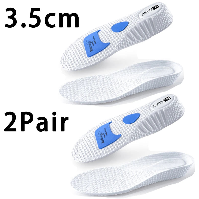 1Pair Height Increase Insoles for Feet PU Memory Foam Shoes Pad Breathable Orthopedic Heel Lift Insole for Sport Running Care