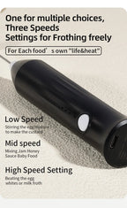 Wireless Electric Milk Frother Type-C Rechargeable Handheld Coffee Whisk Mixer