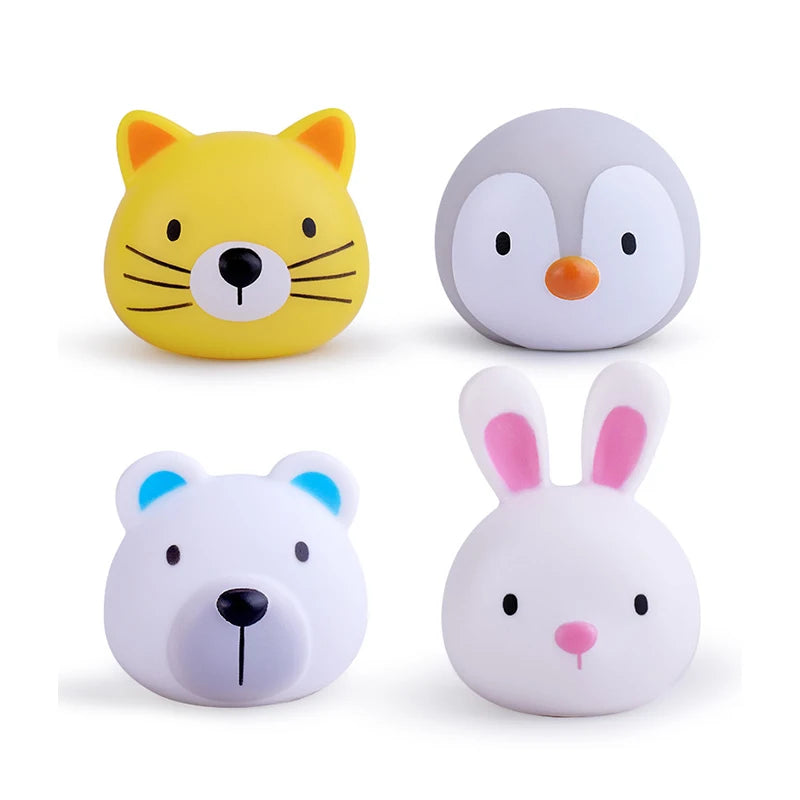 Baby Cute Animals Bath Toy Swimming Water LED Light Up Toys Soft Rubber Float Induction Luminous Frogs for Kids Play Funny Gifts