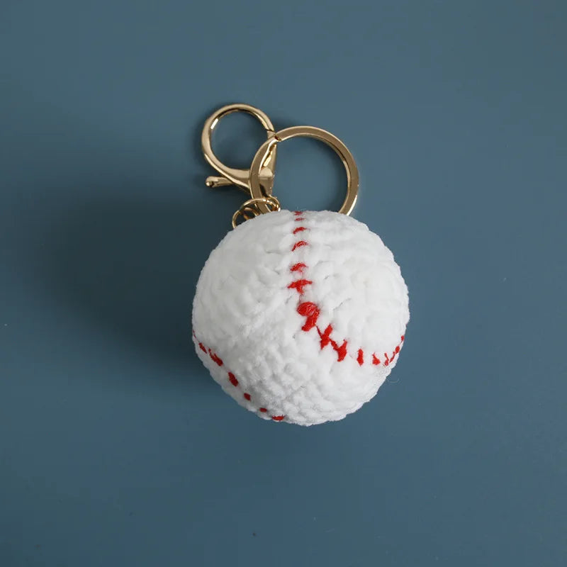 Crochet Sports Ball Keychain Soccer Basketball Bag Charm