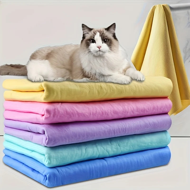 1pc Ultrafast Special Deerskin Absorbent Towel Pet Dog Towel Multifunction Towel Clean and Strong Dog Cat Beach Towels No Bucket